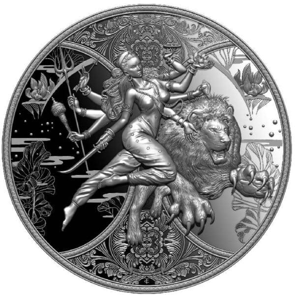 LE GRAND MINT DURGA 2024 2000 FRANKŮ CFA 1 OZ VYSOKÝ RELIÉFNÍ DŮKAZ STŘÍBRNÁ  MINCE