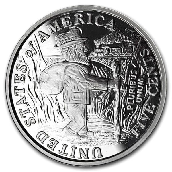 Silver Shield 1 oz stříbrná mince  - Hobo Nickel Replica (Jefferson Lebka) - Image 2