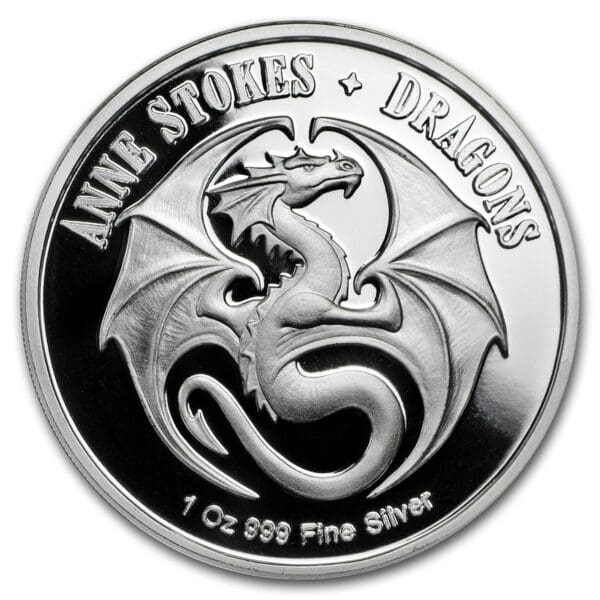 Silver Shield Anne Stokes Draci  (přítel nebo nepřítel)1 Oz - Image 2