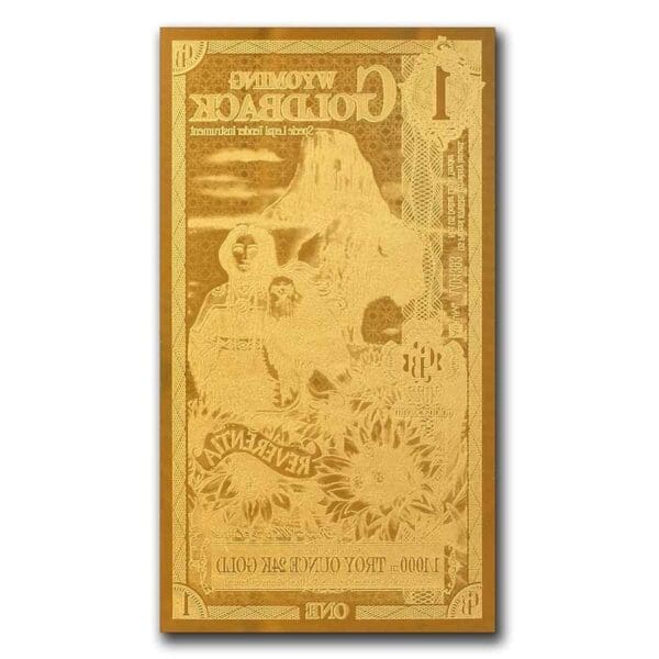 UNITED STATES MINT 1 Wyoming Goldback - Aurum Gold Foil Note (24k) - Image 2