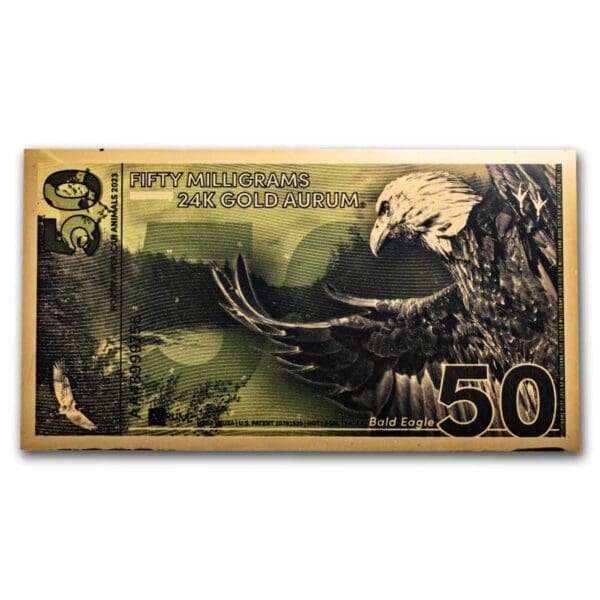 UNITED STATES MINT Zlatý slítek Gold Aurum Note – 50 mg Orel (2023 Bald Eagle, 24K) 2023