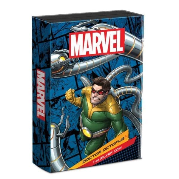 New Zealand Mint MARVEL SPIDER MAN VS DOCTOR OCTOPUS 2024 2 $ 1 OZ STŘÍBRNÁ STAROŽITNÁ BAREVNÁ MINCE - Image 5