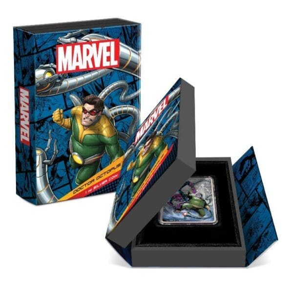 New Zealand Mint MARVEL SPIDER MAN VS DOCTOR OCTOPUS 2024 2 $ 1 OZ STŘÍBRNÁ STAROŽITNÁ BAREVNÁ MINCE - Image 6