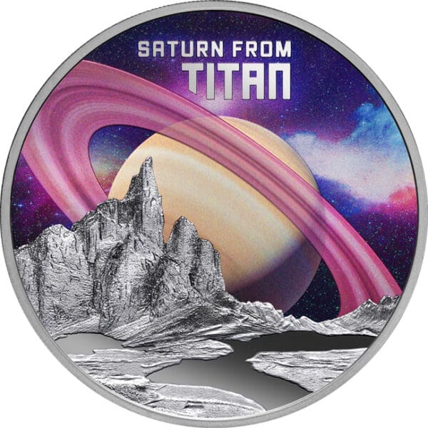 Saturn z Titanu 1 Oz Stříbrná mince