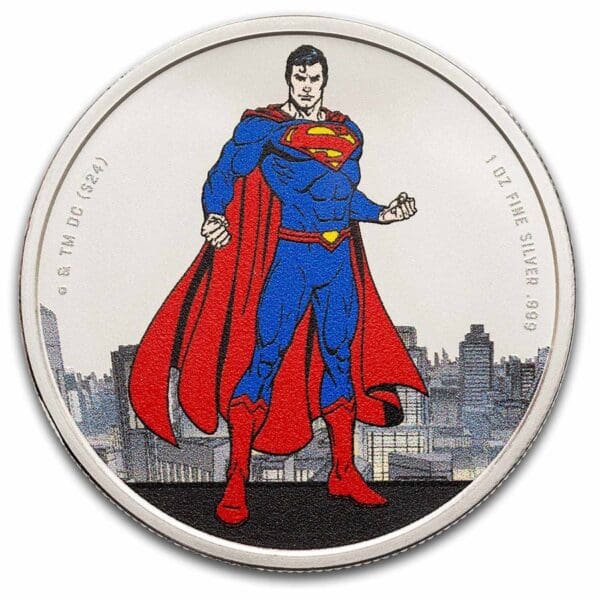 Superman DC Comics 2024 1 oz $5 stříbrná barevná mince v TEP – Samoa - Image 3