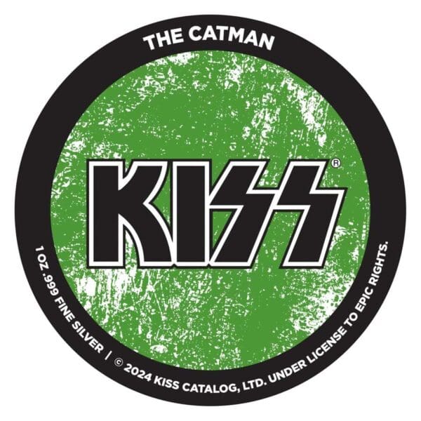 KISS 1 oz stříbrná barevná mince Green Catman v TEP - Image 4