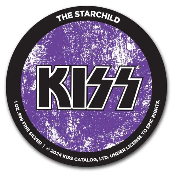 Stříbrná barevná mince Kiss Purple Starchild v TEP - Image 4