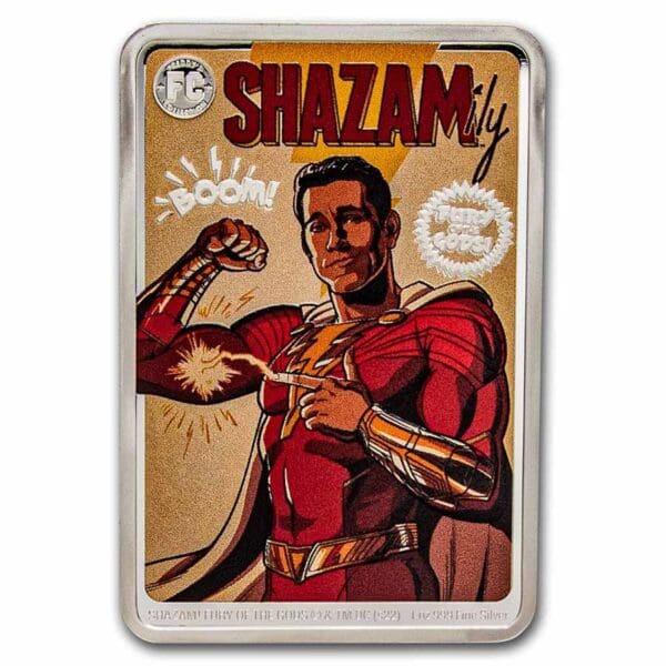 Stříbrný barevný slitek Comics Shazam 2022 Niue 1 oz Silver 2 $ - Image 2