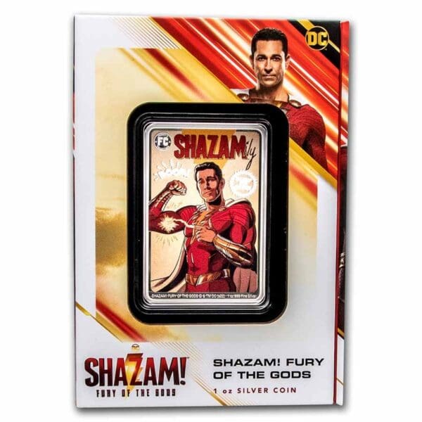 Stříbrný barevný slitek Comics Shazam 2022 Niue 1 oz Silver 2 $